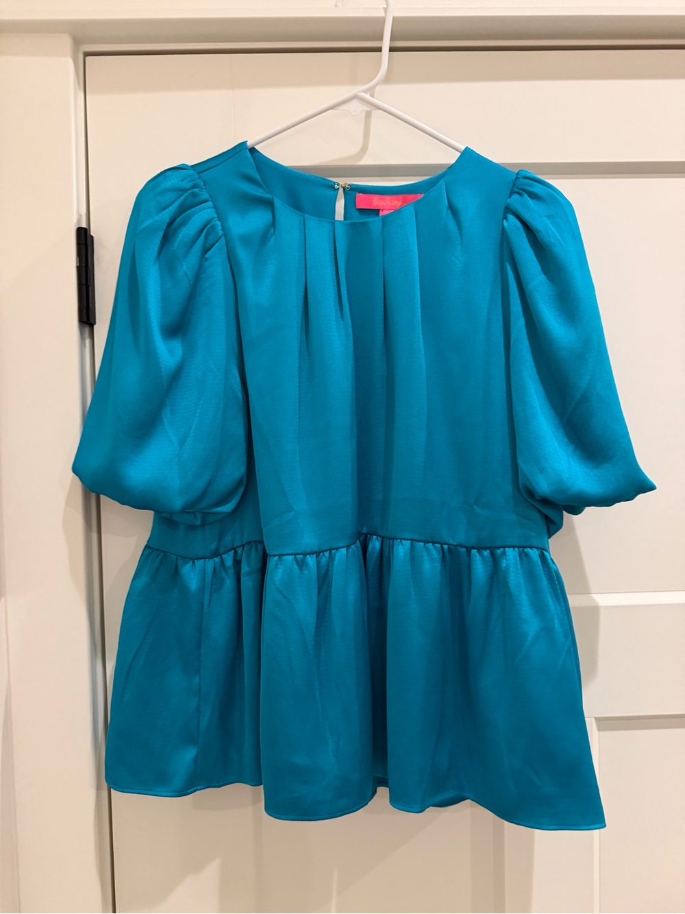 Lilly Pulitzer Turquoise Puff-Sleeve Peplum Tunic